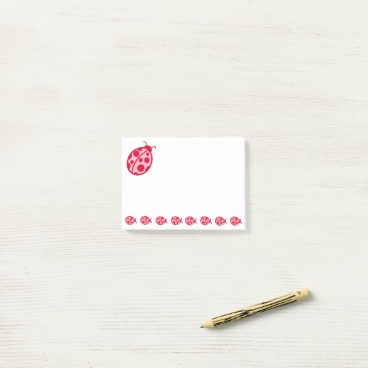 Roze rode lieveheersbeestjes Post it notes (Op bureau)