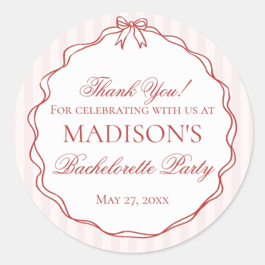 Roze & Rode lingerie trouwfeest cadeautjes voor vr Ronde Sticker (Voorkant)