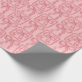 Roze rode lintboog cadeaupapier (Hoek)