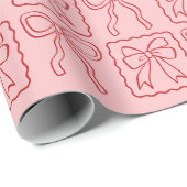 Roze rode lintboog cadeaupapier (Rol Hoek)