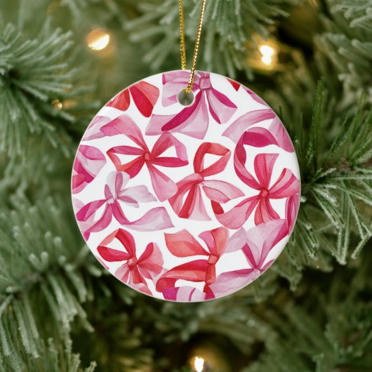 Roze & Rode Lintjes Kerst Ornament (Boom)