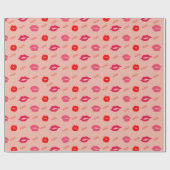 Roze rode lip kussen Valentijnsdag Cadeaupapier (Vlak)