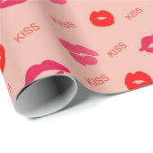 Roze rode lip kussen Valentijnsdag Cadeaupapier (Rol Hoek)