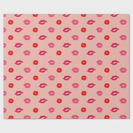 Roze rode lippatroon Valentijnsdag Cadeaupapier (Vlak)