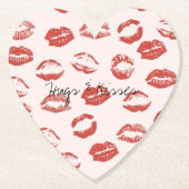 Roze rode lippen kus kartonnen onderzetters (Voorkant)