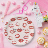 Roze rode lippen kus papieren bordje (Feest)