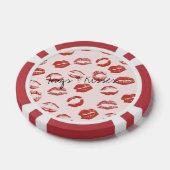 Roze Rode Lippen Kus Poker Chips (Enkel)