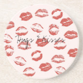 Roze rode lippen kus zandsteen onderzetter (Voorkant)