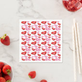 Roze Rode Lippenstift Afdrukken Servetten (Insitu)