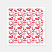 Roze Rode Lippenstift Afdrukken Servetten (Voorkant)