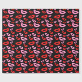 Roze rode lippenstift mondafdruk cadeaupapier (Vlak)