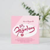 Roze Rode Lipstick 50 Fantastische feestdag Kaart (Staand voorkant)