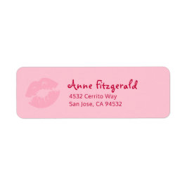 Roze rode lipstickzoen, label met terugzendadres