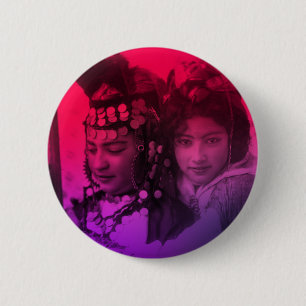 Roze rode Maghreb heeft een naïl Berber Girl Vrouw Ronde Button 5,7 Cm