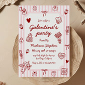 Roze Rode Met De Hand Getekende Galentine's Feest Kaart