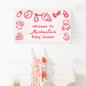 Roze & Rode met de Hand Getekende Tekening Boog Me Spandoek (Insitu)