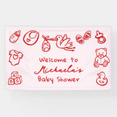 Roze & Rode met de Hand Getekende Tekening Boog Me Spandoek (Horizontaal)