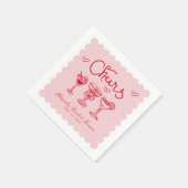 Roze Rode Met de Hand Getekende Whimsical Retro Br Servet (Hoek)