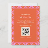 Roze & Rode Mid Century Modern All-in-One Trouwkaa Kaart (Achterkant)