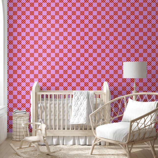 Roze Rode Mid Century Moderne Retro Mod Peel & Sti Behang (Kinderen)