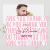 Roze & Rode Moderne Typografie Huwelijk Bedankkaart (Voorkant / Achterkant)