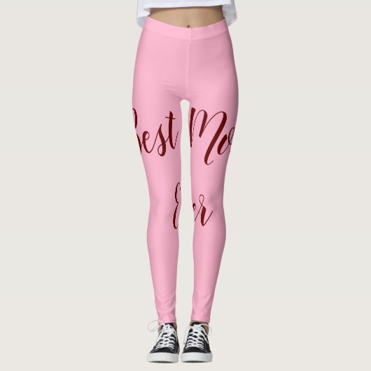 Roze rode moederdag beste Mam met cadeautje Leggings (Voorkant)