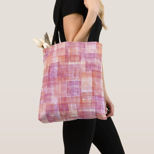Roze rode Oranje canvas Textuur Lesbische Pride Tote Bag (Dichtbij)
