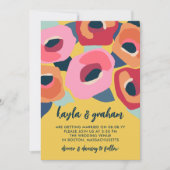 Roze rode Oranje moderne bloemen informele bruilof Kaart (Voorkant)