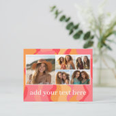 Roze Rode Organische Rondingen Mod Monogram Fotoco Briefkaart (Staand voorkant)
