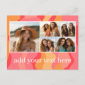 Roze Rode Organische Rondingen Mod Monogram Fotoco Briefkaart (Voorkant)
