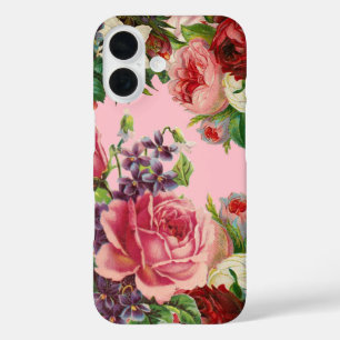 roze rode paarse bloemen iPhone 16 hoesje