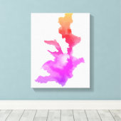 Roze rode Paarse Oranje gele Abstracte verf Canvas Afdruk (Insitu (Houten vloer))