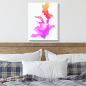 Roze rode Paarse Oranje gele Abstracte verf Canvas Afdruk (Insitu (Slaapkamer))
