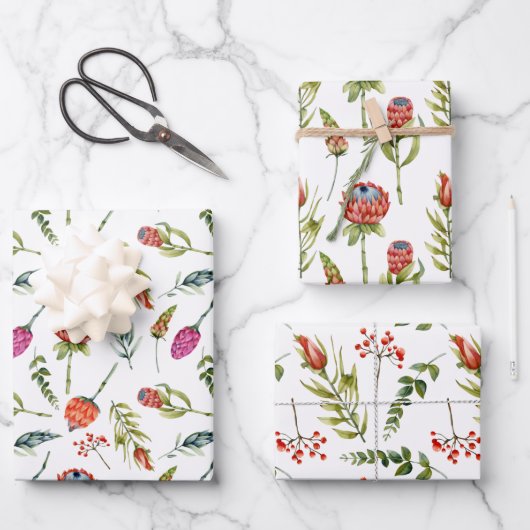 Roze rode Paarse Waterverf Florals Inpakpapier Vel (Voorkant)