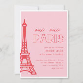 Roze rode Paris meisjes verjaardagsfeestje Kaart (Voorkant)