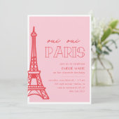 Roze rode Paris meisjes verjaardagsfeestje Kaart (Staand voorkant)