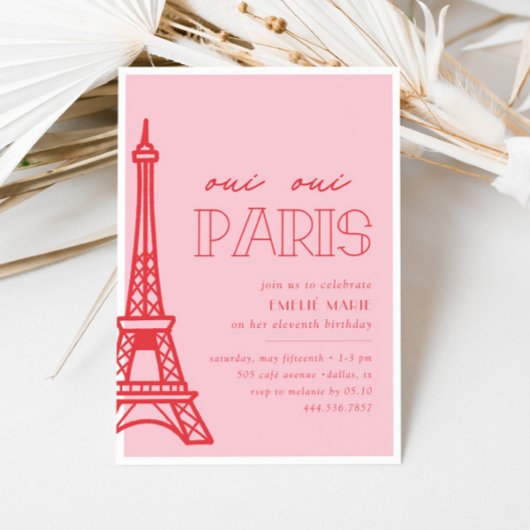 Roze rode Paris meisjes verjaardagsfeestje Kaart