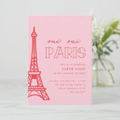 Roze rode Paris meisjes verjaardagsfeestje Kaart (Staand voorkant)