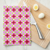 Roze rode patroon theedoek (Quarter Fold)