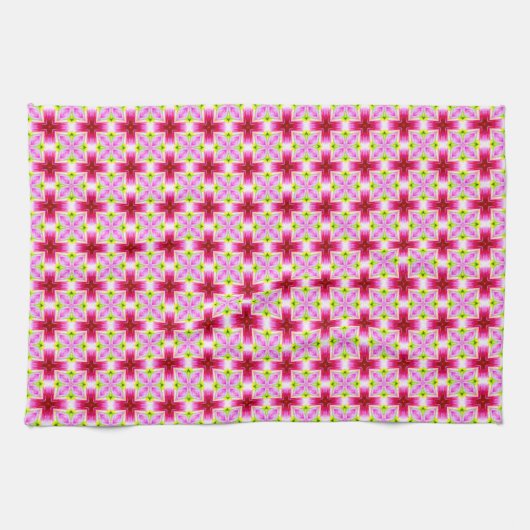 Roze rode patroon theedoek (Horizontaal)