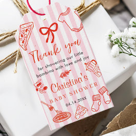 Roze & Rode Pizza Baby Shower Bedank Cadeaubordje Cadeaulabel