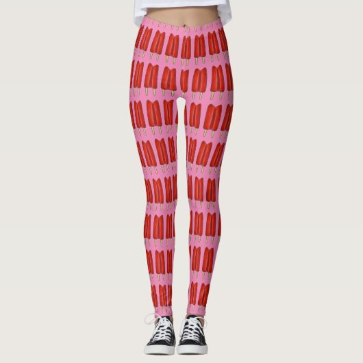 Roze rode Pop Poppen met twee Popsicle Ice Lolly Leggings (Voorkant)