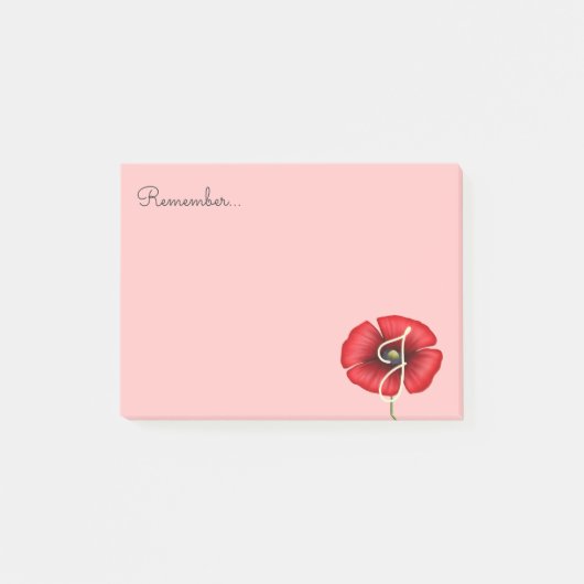  Roze Rode Poppy Monogram Post it Notes (Voorkant)