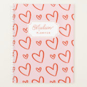 Roze & rode preppy harten planner (Voorkant)