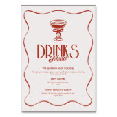 Roze Rode Retro Bachelorette Drinken Menu 2-Side Kaart (Achterkant)