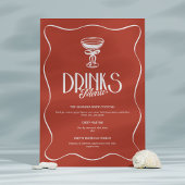 Roze Rode Retro Bachelorette Drinken Menu 2-Side Kaart