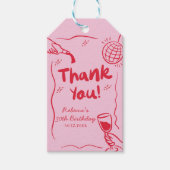 Roze Rode Retro Geïllustreerde 30jarige Gift Label Cadeaulabel (Voorkant)