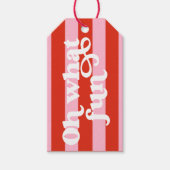 Roze Rode Retro Kerstcadeau Label Cadeaulabel (Voorkant)