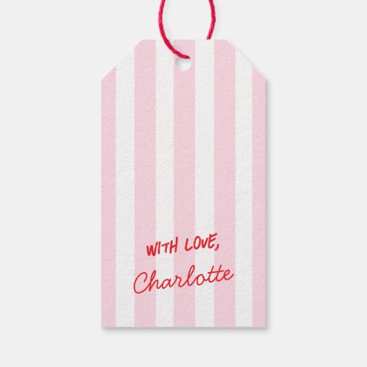 Roze Rode Retro Kerstcadeau Label Cadeaulabel (Achterkant)