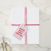 Roze Rode Retro Kerstcadeau Label Cadeaulabel (Met Touw)